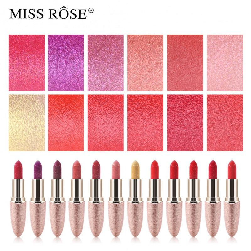 MISS ROSE Flowing gold pearl light With fine flash Band bright Flash Lipstick mermaid  Lipstick buling   lip stick
