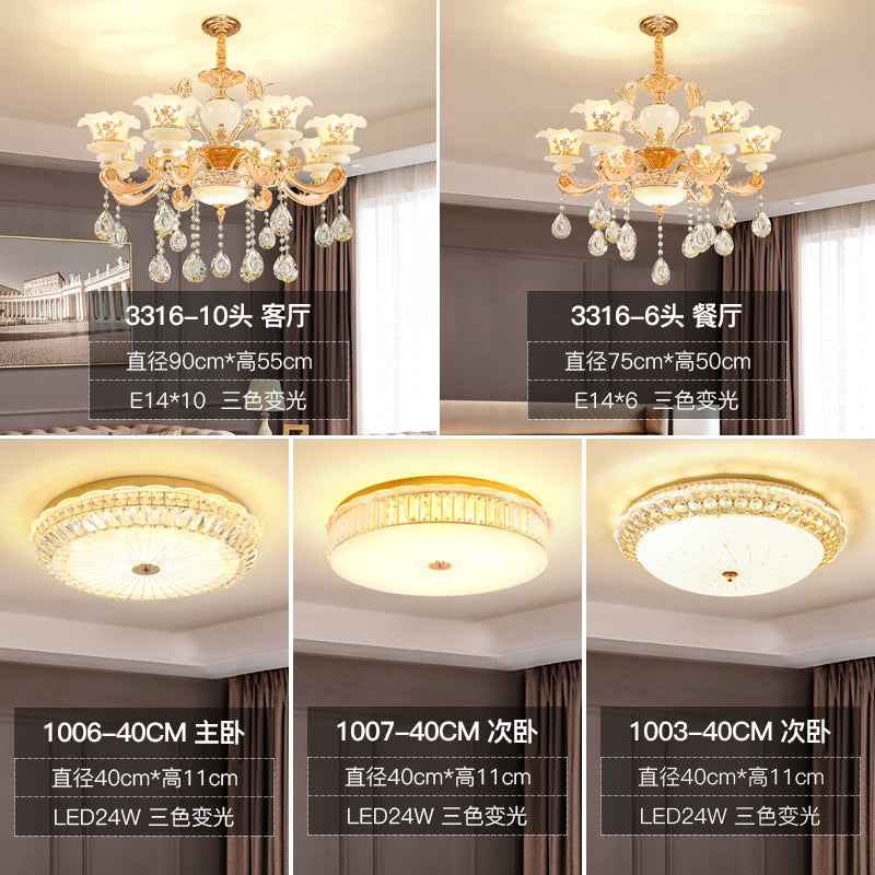 European style a chandelier living room lamps 2021 new pattern Lighting   Modern simplicity restaurant jade crystal hall main lamps and lanterns