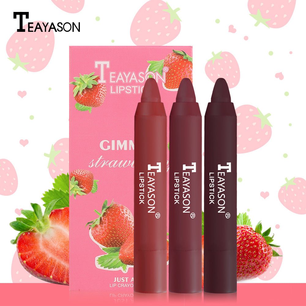 Lipstick Naked color system crayon Velvet Matte Lipstick Foggy surface lasting Non stick cup student homegrown products Whitening Red bean paste tea with milk