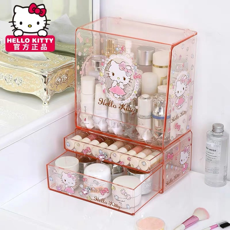 HELLOKITTY transparent Pink plane Cosmetics Lipstick storage box drawer desktop storage box jewelry