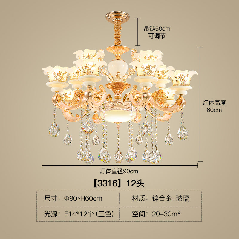European style a chandelier living room lamps 2021 new pattern Lighting   Modern simplicity restaurant jade crystal hall main lamps and lanterns