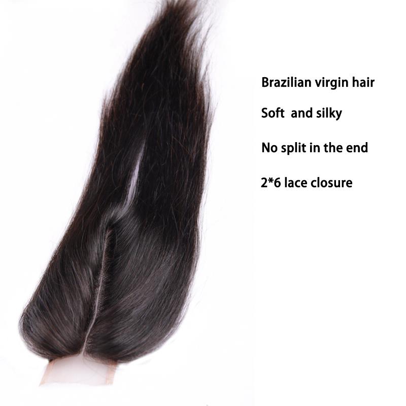 2 * 6Closure   Straight   Human   Hair   Bundles   Brazilian   Virgin   Hair